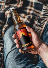 Beer bottle label mockup design psd