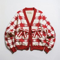 Stylish red patterned cardigan