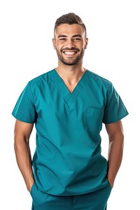 Smiling male nurse in scrubs