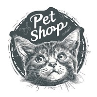 Cat badge pet illustrated drawing.