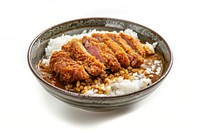 Japanese dish of japanese rice with curry and pork cutlet mutton food meat.