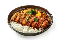 Japanese dish of japanese rice with curry and pork cutlet mutton food meal.