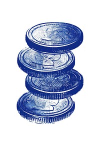 Stacked blue sketch coins