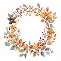 Autumn leaves watercolor wreath illustration