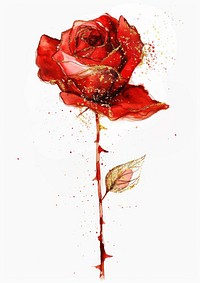 Elegant watercolor red rose illustration