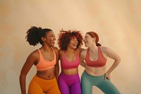 Joyful women in colorful activewear