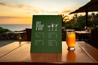 Tropical sunset resort bar menu