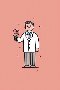 Doctor holding flowers illustration