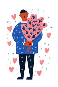 Man holding pink flowers