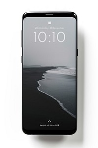 Modern smartphone with beach wallpaper