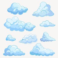 Blue cloud vector set