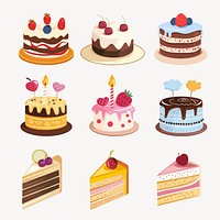 Cake illustration vector set