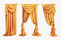 Opened gold curtain  vector set