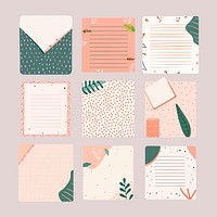 Cute sticky notes illustration vector set