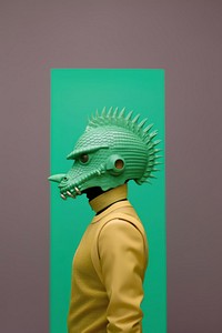 Surreal dragon mask portrait art