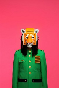 Surreal tiger mask fashion portrait