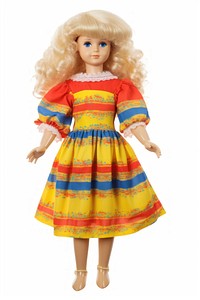 Vintage doll with colorful dress