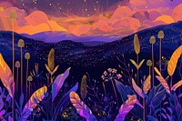 Vibrant night mountain landscape