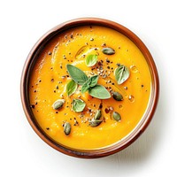 Creamy pumpkin soup with herbs