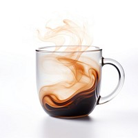 Steaming coffee in glass mug