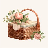 Charming floral picnic basket illustration