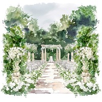 Elegant outdoor wedding venue illustration