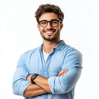 Smiling man with folded arms