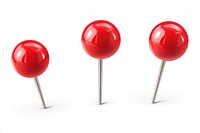 Three red push pins illustration