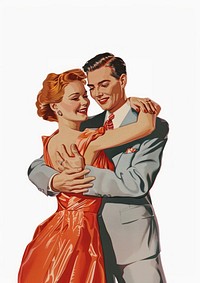 Retro couple dancing in love