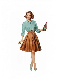 Vintage woman holding soda bottle