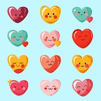 Emoji heart icon design element remix set