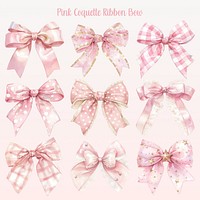 Pink coquette bow design element remix set