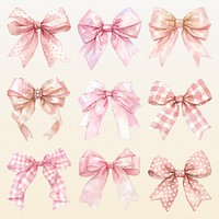 Pink coquette bow design element remix set