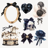 Black coquette design element set