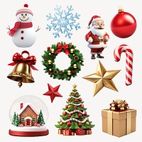 Cute 3D Christmas design element set