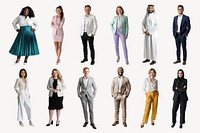 Diverse business people full body design element set