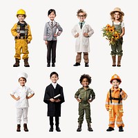 Kids jobs costume design element set