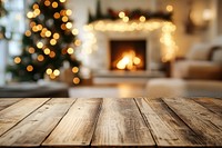 Cozy holiday fireplace with decorations