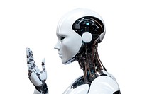 Artificial intelligence robot cyborg female person adult.