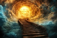 Heavenly staircase leads to cross