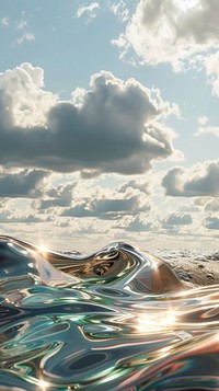 3d illustration in surreal abstract style of beach nature ocean sky.