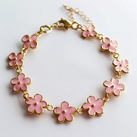 Elegant pink floral bracelet