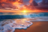 Beach landscape panoramic outdoors, blurry background image