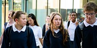 Students walking together outside school