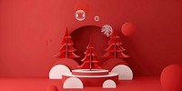 Festive minimalist red Christmas scene