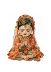 Praying child in traditional attire