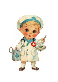 Cute vintage child doctor illustration