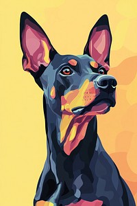 Colorful Doberman dog portrait