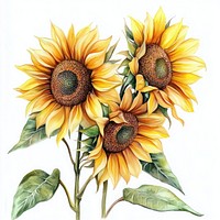 Vibrant sunflowers watercolor illustration