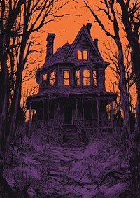 Haunted house in the wood illustration halloween theme.